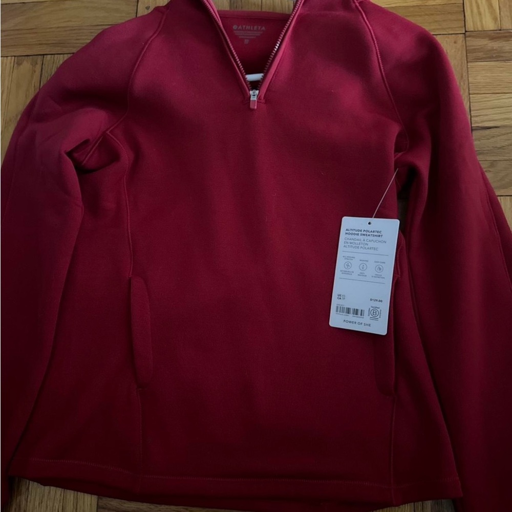 red athleta half zip sweater